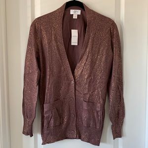 NWT LOFT Gold Sparkle Cardigan Sweater